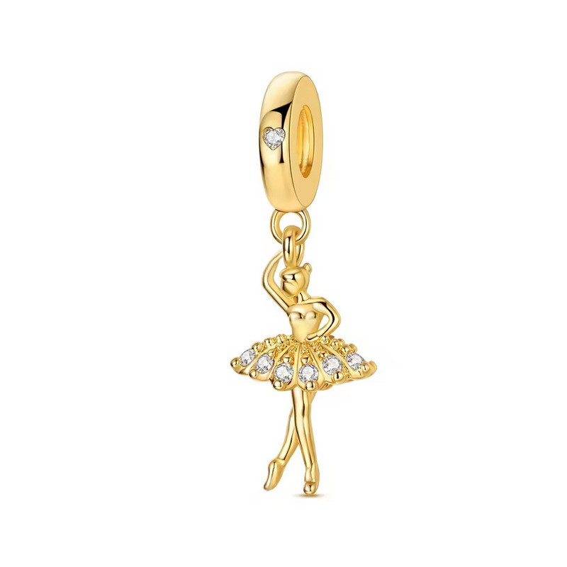 Charm pour bracelet cadeau danseuse étoile ballerine couleur doré
