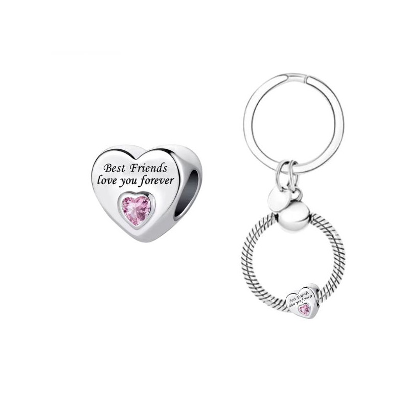 Porte clés avec charm cadeau coeur meilleures amies