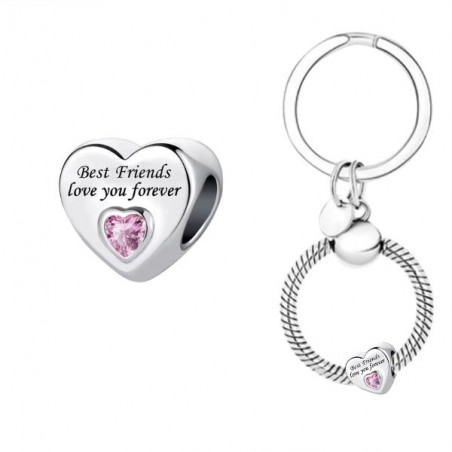 Porte clés avec charm cadeau coeur meilleures amies