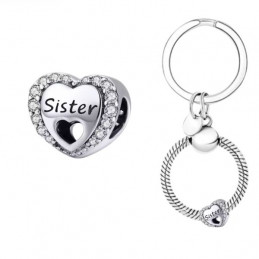 Porte clés avec charm cadeau coeur soeur sister amies