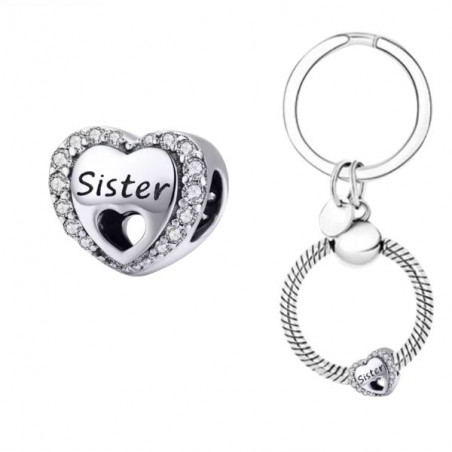 Porte clés avec charm cadeau coeur soeur sister amies