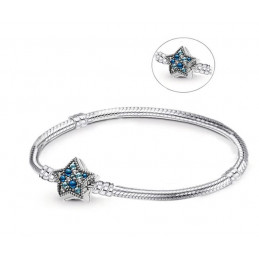 bracelet pour charm argent étoile pierre bleu