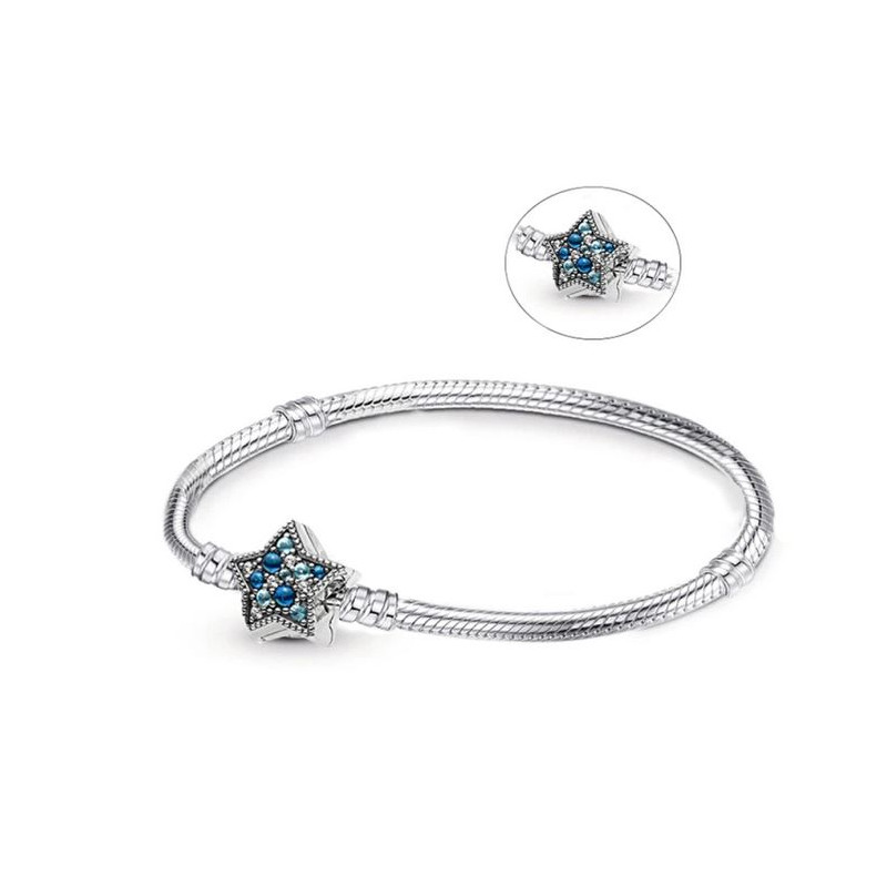bracelet pour charm argent étoile pierre bleu