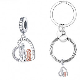 Porte clés avec charm cadeau maman dans mon coeur