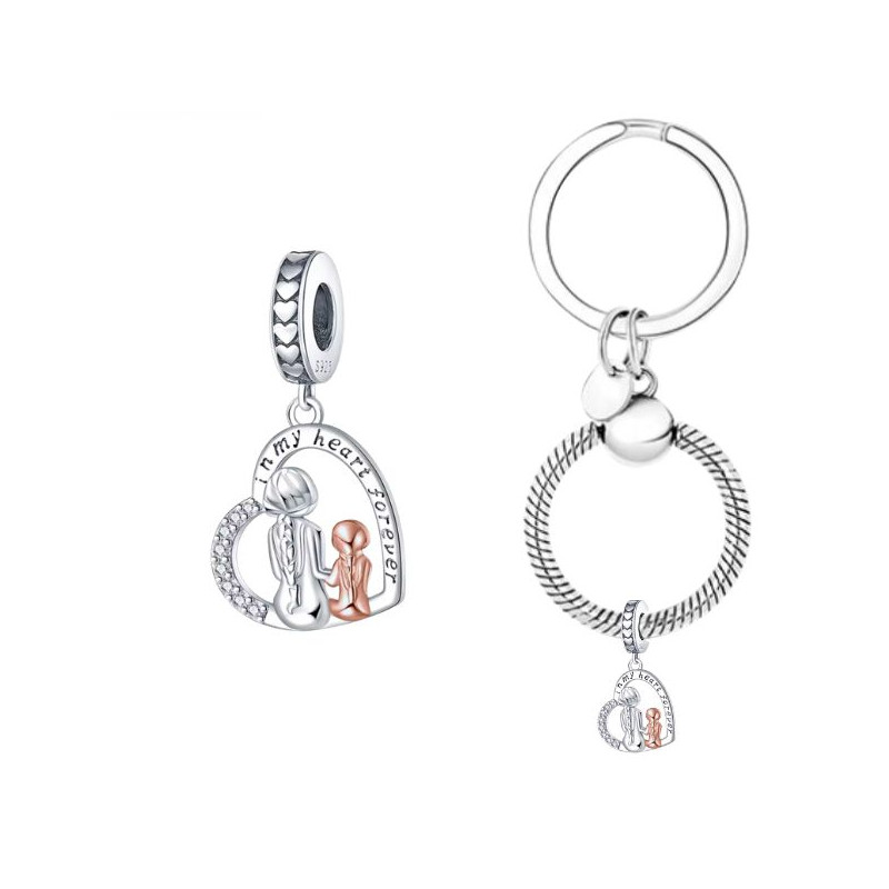 Porte clés avec charm cadeau maman dans mon coeur