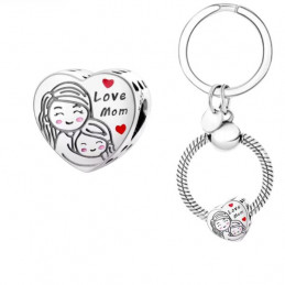 Porte clés avec charm cadeau maman je t'aime calin