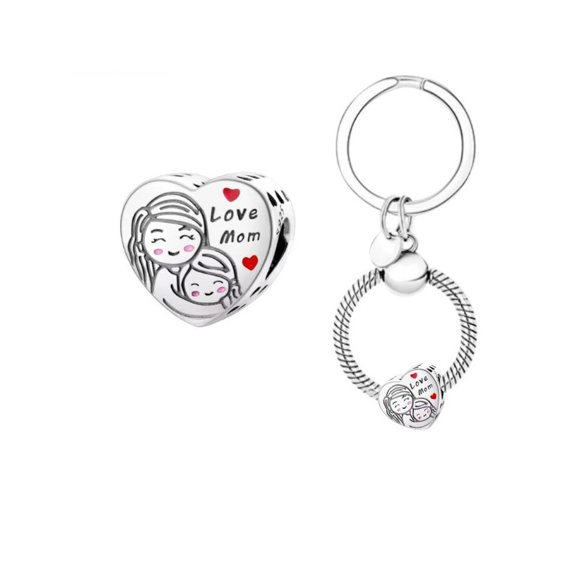 Porte clés avec charm cadeau maman je t'aime calin