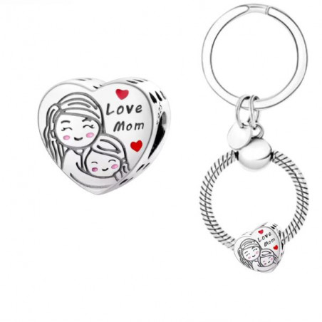 Porte clés avec charm cadeau maman je t'aime calin