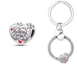 Porte clés avec charm cadeau papi mamie grands parents coeur