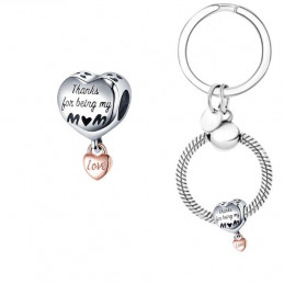 Porte clés avec charm cadeau coeur merci d'être ma maman