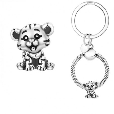 Porte clés avec bijou charm bébé tigre