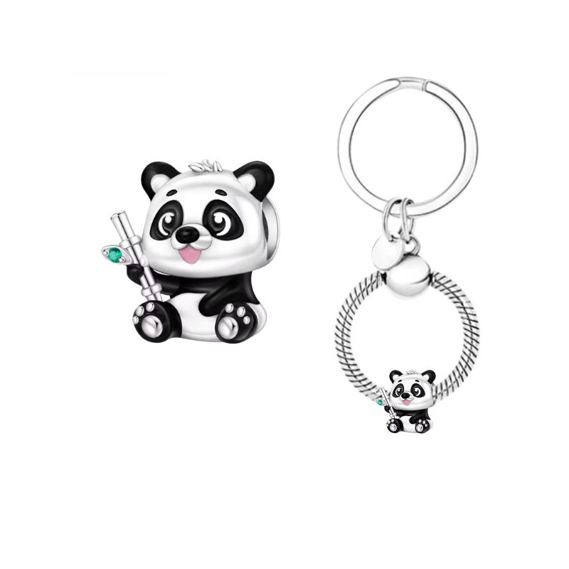 Porte clés avec bijou charm bébé panda