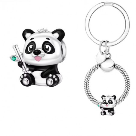 Porte clés avec bijou charm bébé panda