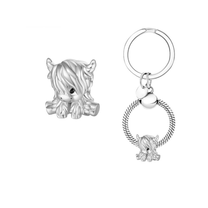 Porte clés avec bijou charm vache des highlands écosse