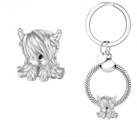 Porte clés avec bijou charm vache des highlands écosse