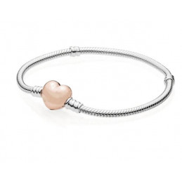 bracelet pour charm argent coeur or rose