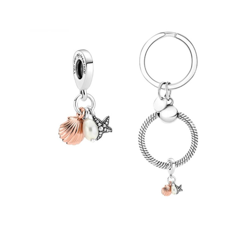 Porte clés avec bijou charm vacance mer coquillage