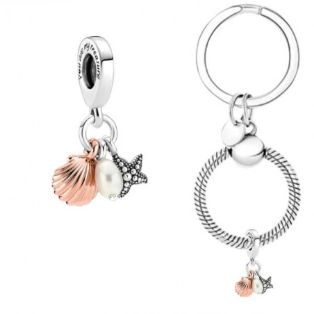 Porte clés avec bijou charm vacance mer coquillage