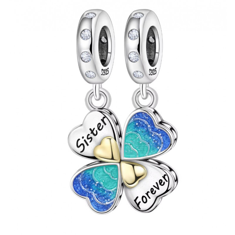 Charm double a partager coeur trèfle porte bonheur meilleure amie