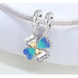 Charm double a partager coeur trèfle porte bonheur meilleure amie