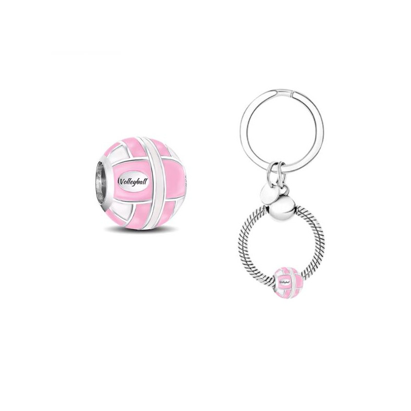 Porte clés avec charm cadeau ballon de volley volleyeuse