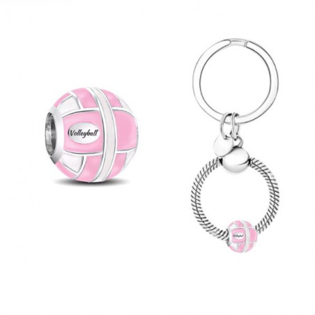Porte clés avec charm cadeau ballon de volley volleyeuse