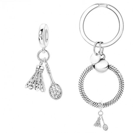 Porte clés avec charm cadeau joueuse badminton raquette volant