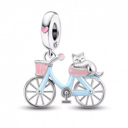 Porte clés avec charm cadeau vélo balade chat détente