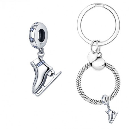 Porte clés avec charm cadeau patin à glace
