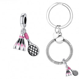 Porte clés avec charm cadeau volant raquette badminton
