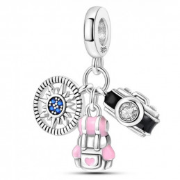 Porte clés avec bijou charm sac appareil photo voyage randonnée
