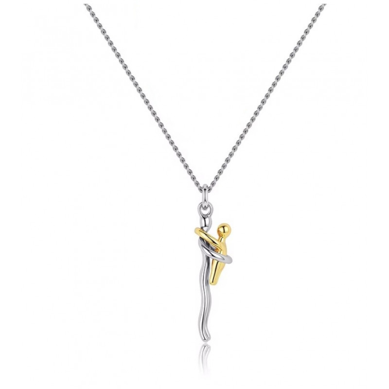 Collier argent or maman enfant dans les bras famille
