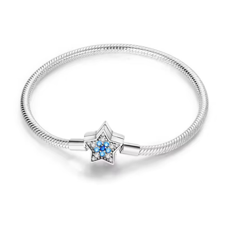 bracelet pour charm argent étoile pierre bleu