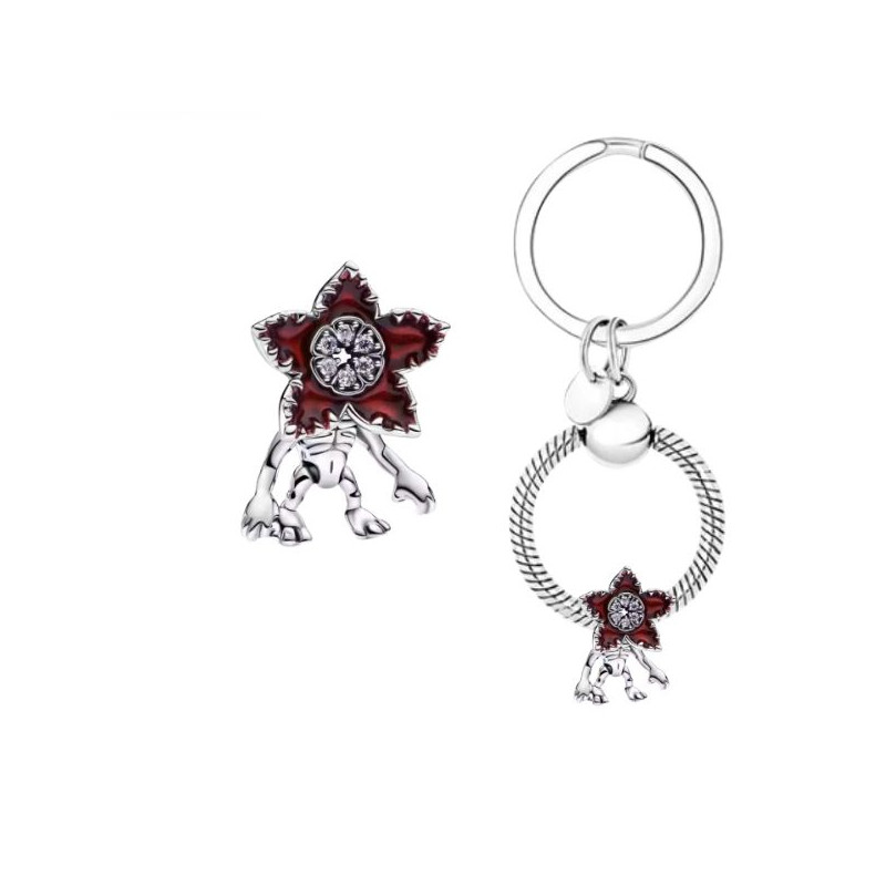 Porte clés avec charm stranger things fleur monstre demogorgon