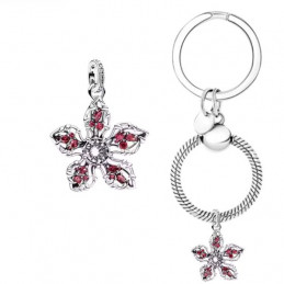 Porte clés avec charm Fleur demogorgon strass rouge stranger things