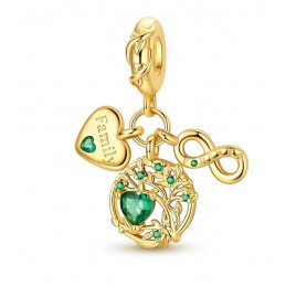 Charm pour bracelet famille arbre de vie pierre verte