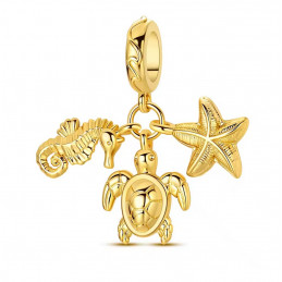 Charm bijou pour bracelet tortue étoile hippocampe or