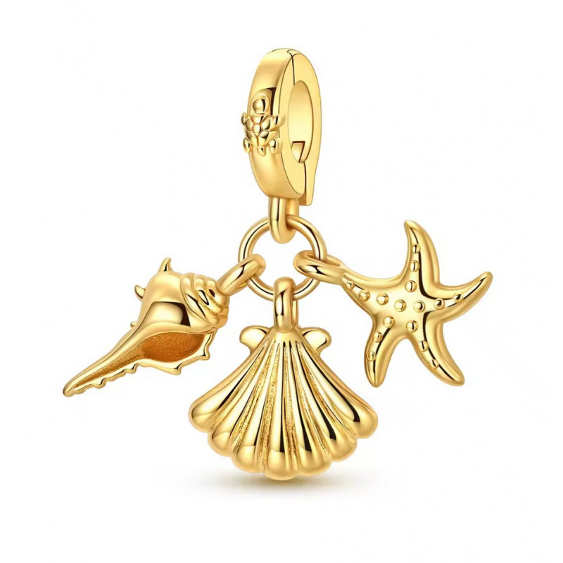 Charm bijou pour bracelet coquillage mer or