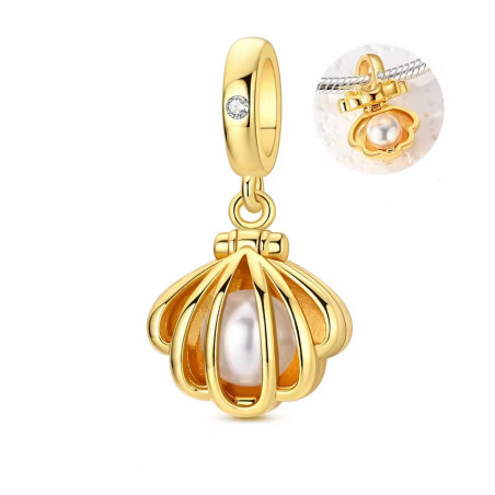 Charm bijou pour bracelet coquillage perle or