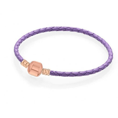 bracelet pour charm tréssé violet cylindre lisse or rose