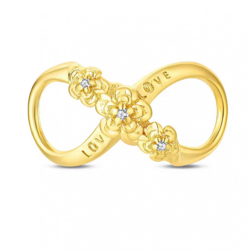 Charm pour bracelet infini fleur or