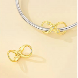 Charm pour bracelet infini fleur or