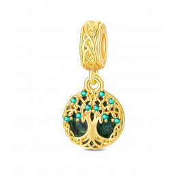 Charm bijou pour bracelet arbre de vie pierre verte