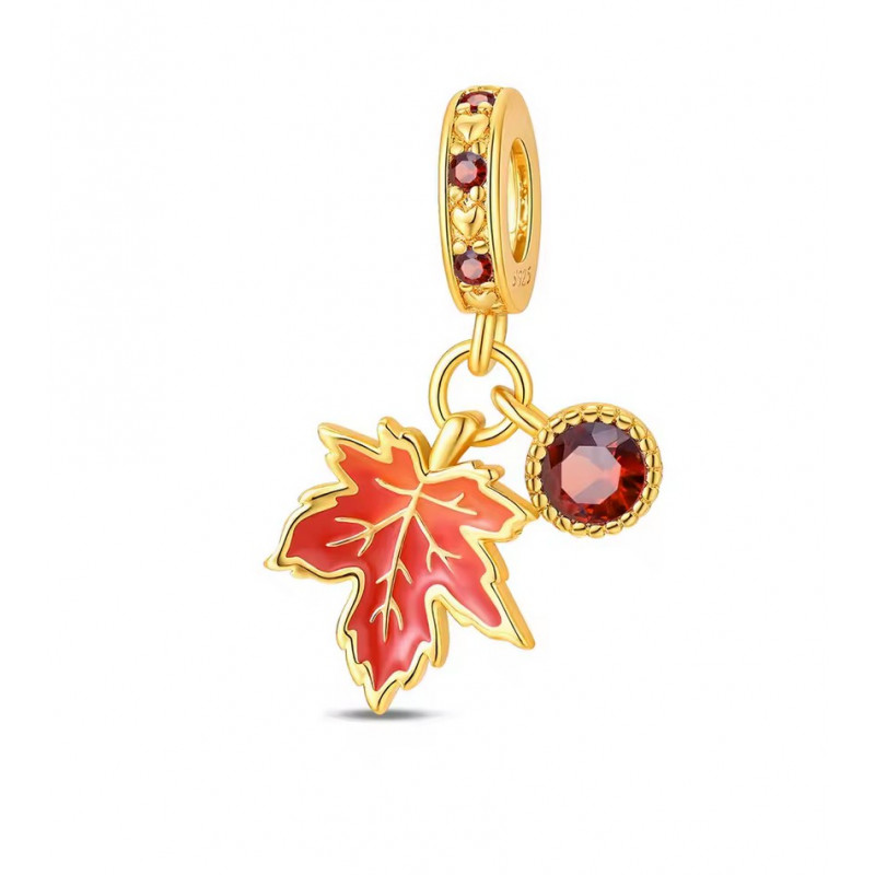 Charm pour bracelet feuille érable or