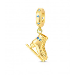 Charm pour bracelet patin à glace patinoire or