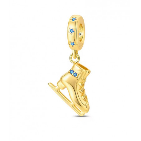 Charm pour bracelet patin à glace patinoire or
