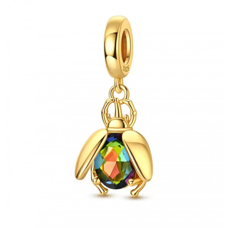 Charm pour bracelet scarabé pierre or