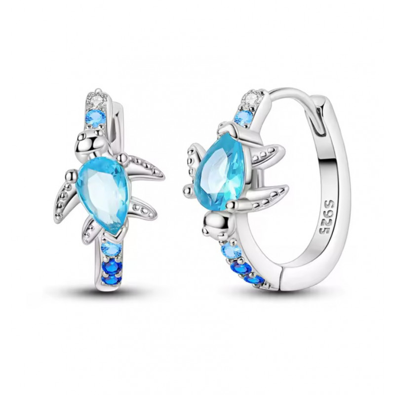 boucles d'oreilles tortue pierre bleu