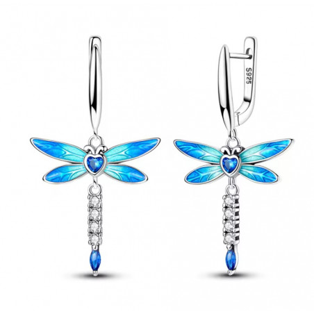 boucles d'oreilles libélulle bleu