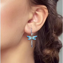 boucles d'oreilles libélulle bleu